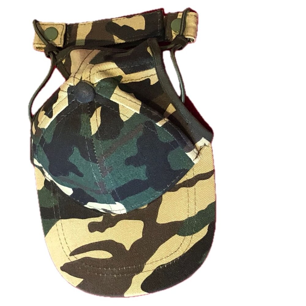 Pup Lid Green Brown Camouflage Doggie Cap Size Small Fits 10-14 lbs